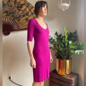 Diane von Furstenberg Fuscia 'Raquel Scoop' Viscose Jersey Midi Dress